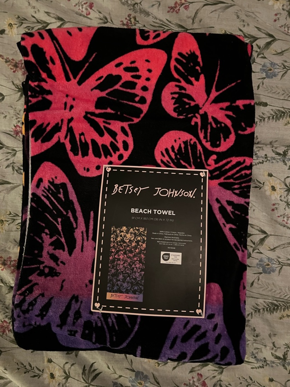 Betsey Johnson Colorful Butterfly Beach Towel